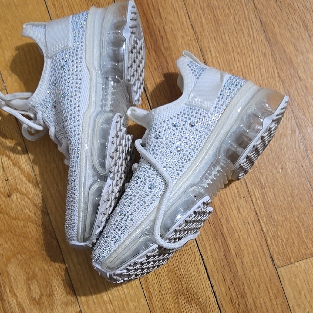 White Rhinestone Sneakers - Picture 3 of 4